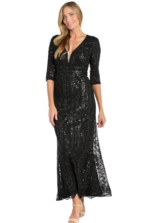 R&M Richards Dresses & Skirts - R&M Richards Black Sequin V-Neck Long Sleeve Gown Brand new